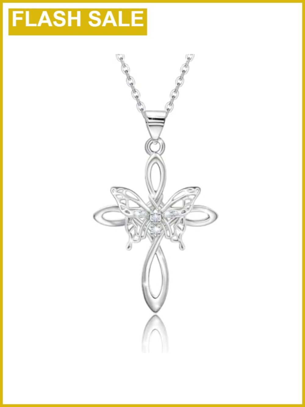 Sterling Silver Celtic Cross Pendant Necklace Cubic Zirconia 20 Inch